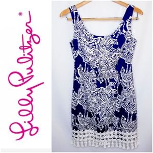 Lilly Pulitzer - Navy & White I Herd U Zebra Thompson Tassel Dress - Size 2